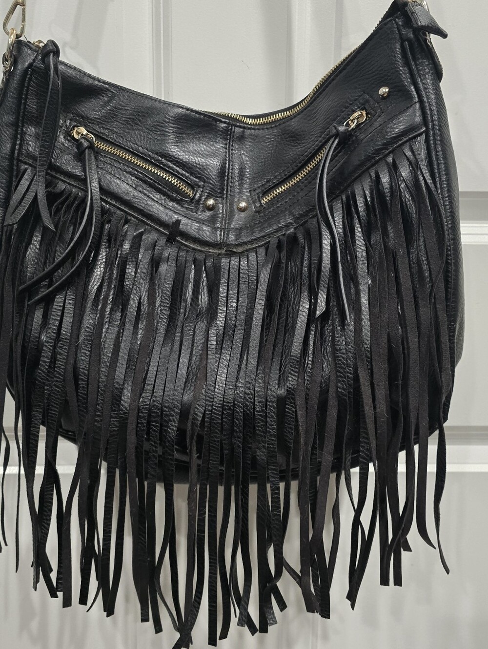 Antik Kraft Crossbody Bag Purse Fringe Black Bohemian Hobo